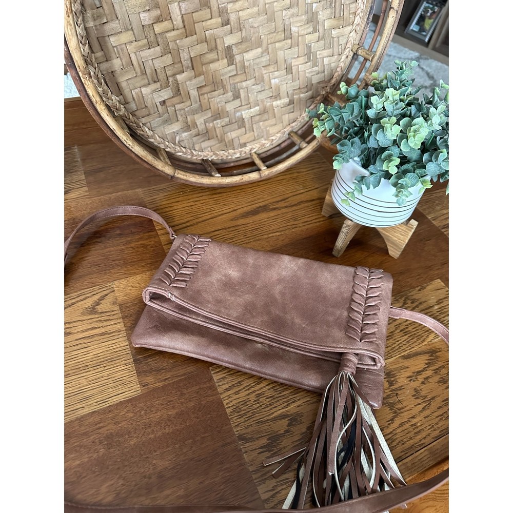 Charming Charlie Brown Crossbody Bag with Tassel